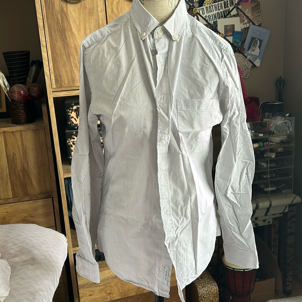 Goodfellow White Striped Button Down Shirt - Small